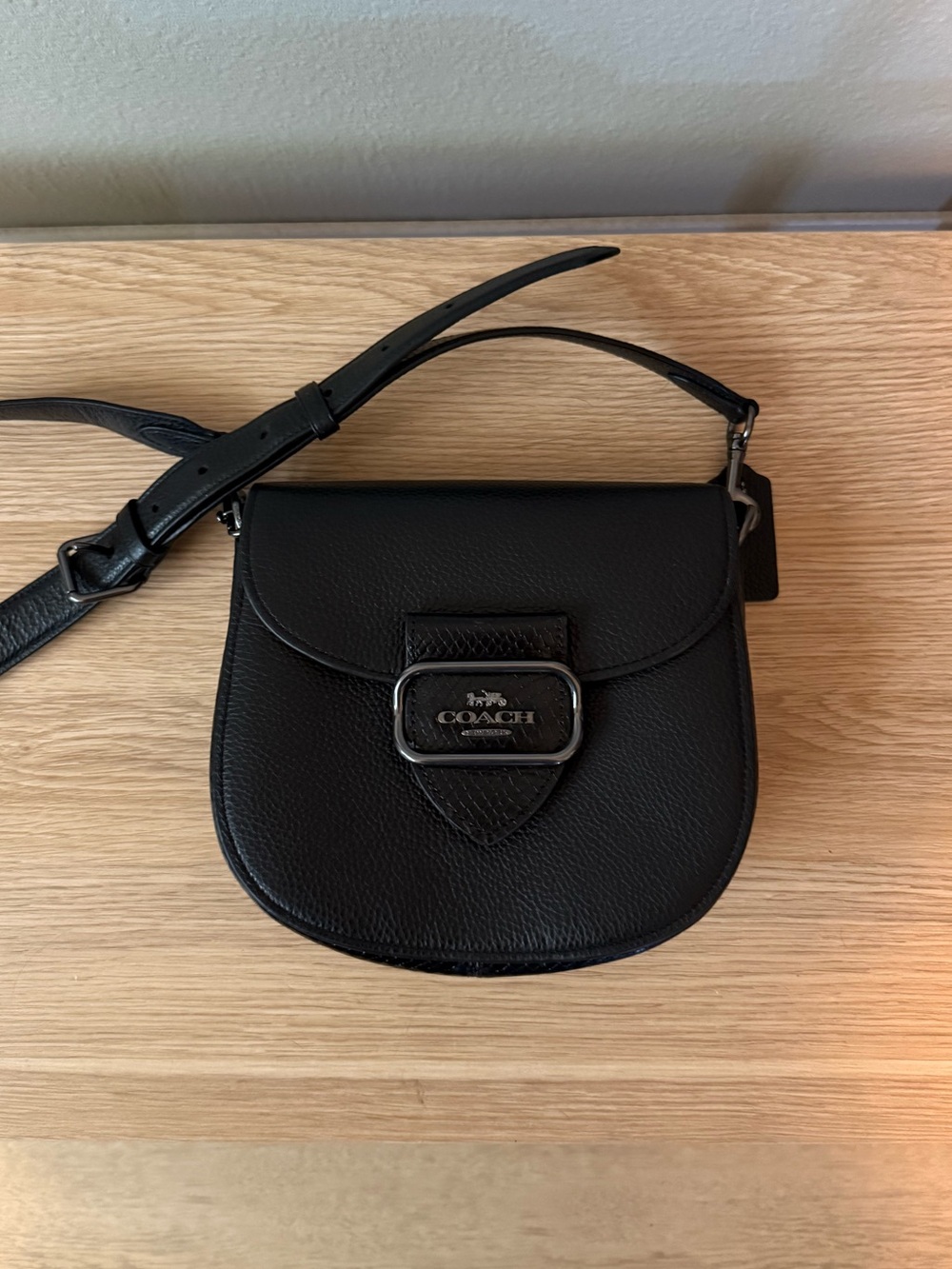 Coach Black Pebbled Leather Saddle Crossbody